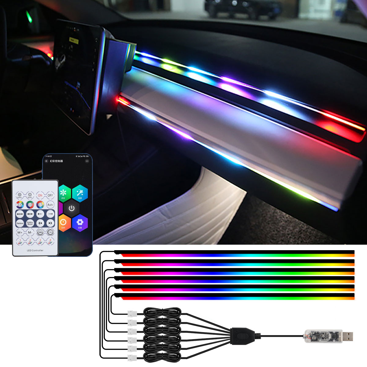 6/10 in 1 Car Led Ambient Ligh - đánh giá và giá Rgb Hub Sync
